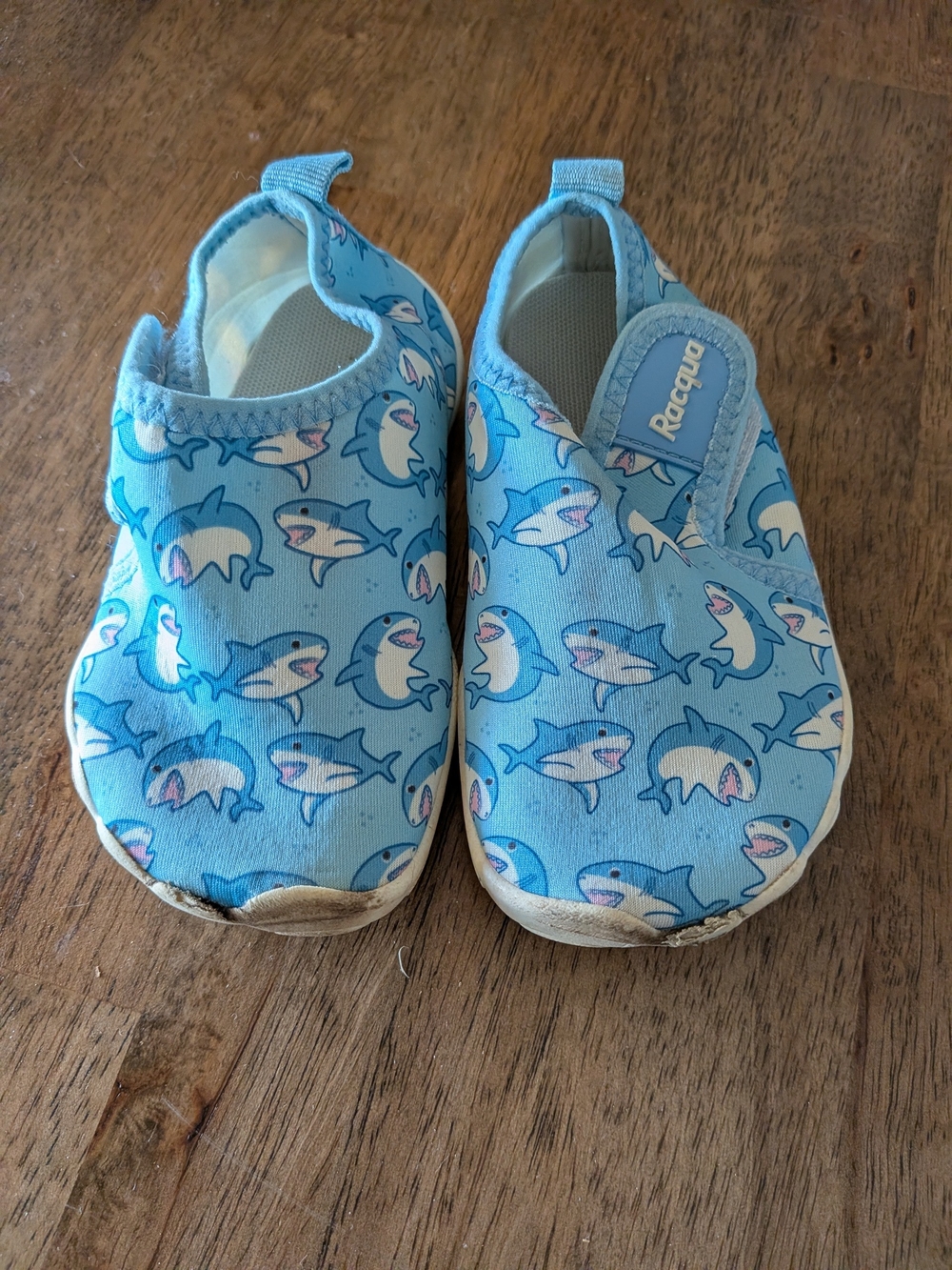 Light Blue Shark Print Kids Slip-On Water Shoes